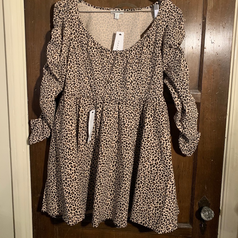 🌟NWT🌟 Topshop Ruched Leopard Dress